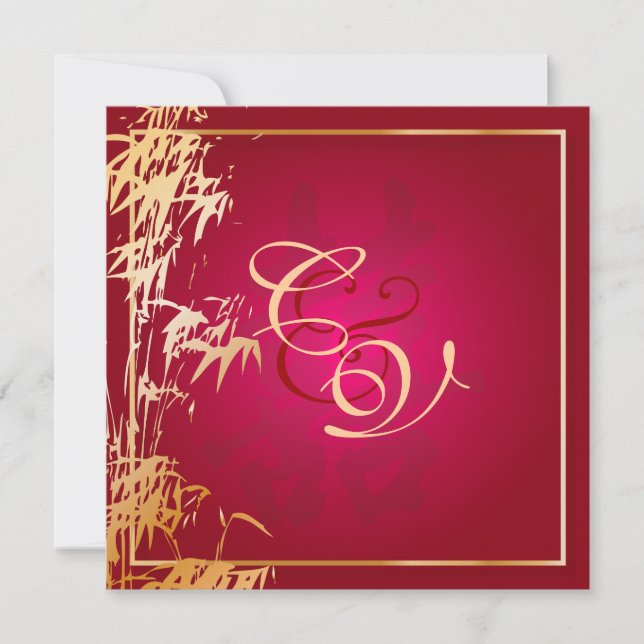 PixDezines bamboo+dubbla lycka/kines Inbjudningar (Framsida)