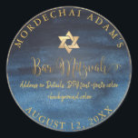 PixDezines Bar Mitzvah marinblå akvarell Runt Klistermärke<br><div class="desc">PixDezines marinblå akvarell Bar Mitzvah snygga returadressetiketter / klistermärken DIY färg,  accentuerad med en falsk guld davidstjärna.

För att se vår butik,  kopiera och klistra in denna url: http://www.zazzle.com/custom_mitzvah* 

✡ Copyright © 2013-2017 PixDezines™.   Alla rättigheter reserverade.</div>