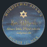 PixDezines Bar Mitzvah marinblå akvarell Runt Klistermärke<br><div class="desc">PixDezines marinblå akvarell Bar Mitzvah snygga returadressetiketter / klistermärken DIY färg,  accentuerad med en falsk guld davidstjärna.

För att se vår butik,  kopiera och klistra in denna url: http://www.zazzle.com/custom_mitzvah* 

✡ Copyright © 2013-2017 PixDezines™.   Alla rättigheter reserverade.</div>