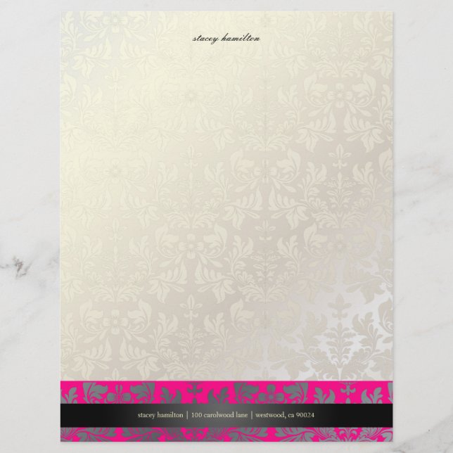 PixDezines Baroque Damask/shock rosa Brevhuvud (Framsida)