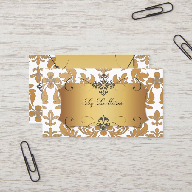 PixDezines Baroque Damask Visitkort (Fram/Back In Situ)