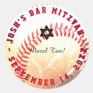 PixDezines Baseball Mitzvah Runt Klistermärke