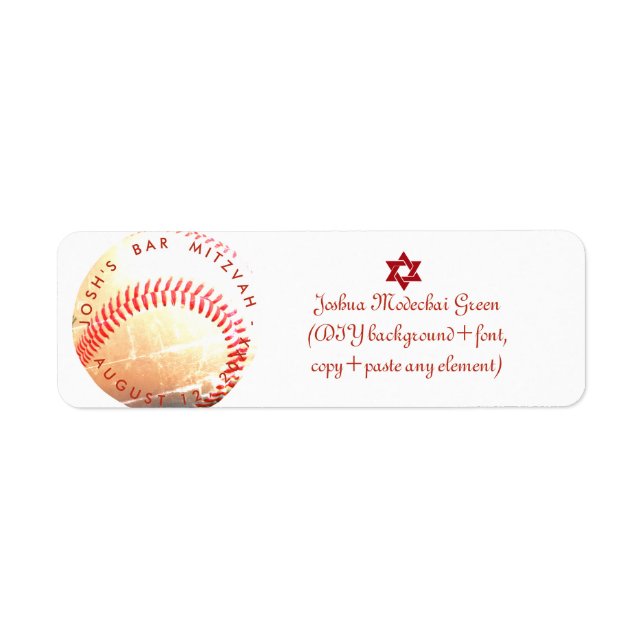 ✡ PixDezines Baseball Pub Mitzvah Returadress Etikett (Framsidan)