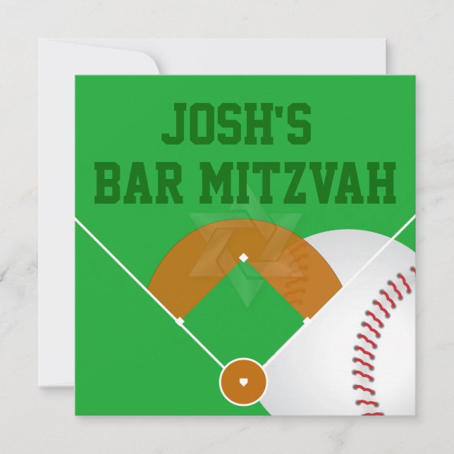 PixDezines ✡ Baseboll Diamant/ Bar Mitzvah Inbjudningar (Framsida)