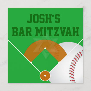 PixDezines ✡ Baseboll Diamant/ Bar Mitzvah Inbjudningar