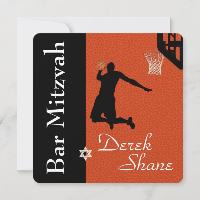 ✡ PixDezines Basketball Bar Mitzvah-inbjudan Inbjudningar (Framsida)