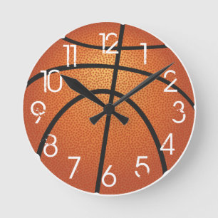 PixDezines Basketball Wall Clock/DIY Färg/Font Rund Klocka