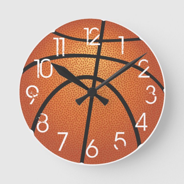PixDezines Basketball Wall Clock/DIY Färg/Font Rund Klocka (Framsida)