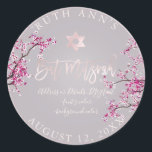 PixDezines Bat mitzvah, Cherry-Blommar Runt Klistermärke<br><div class="desc">PixDezines vattenfärgsblommor,  blommar för körsbär i mörk för en returetiketter med Bat mitzvah snyggt/klistermärken DIY färg,  accentuerade med en  rosa-stjärna av dvid. Om du vill visa vår butik kopierar och klistrar du in denna URL: http://www.zazzle.com/custom_mitzvah* ✡ Copyright © 2013-2019 PixDezines™. Alla höger reserverade.</div>