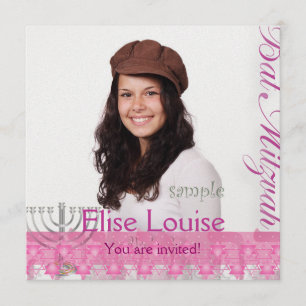 PixDezines bat mitzvah+foto Inbjudningar