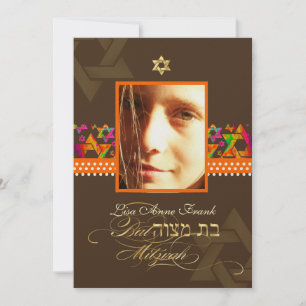 PixDezines Bat Mitzvah-foto + Psykedeliska stjärno Inbjudningar