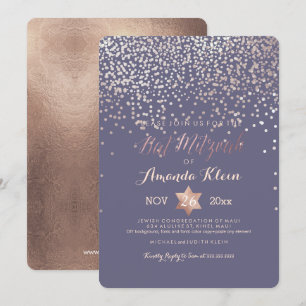 PixDezines Bat mitzvah/Ro Guld/Konfetti Inbjudningar