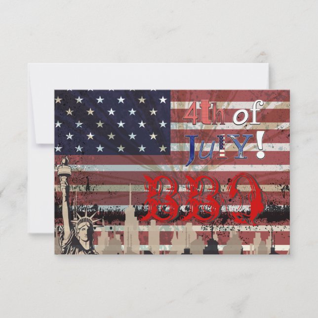 PixDezines BBQ, Juli 4:e inbjudningskortet Inbjudningar (Framsida)