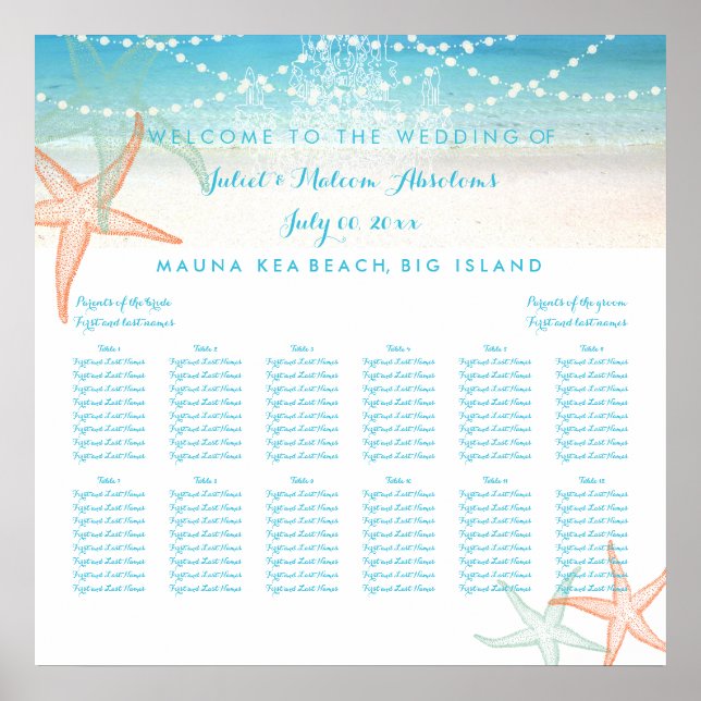 PixDezines Beach/Chadeliers/sätesdiagram Poster (Framsidan)