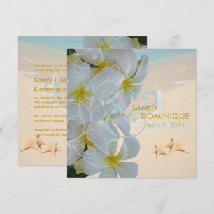 PixDezines BEACH PLUMERIA LEI+STARFISH+SWIRL Inbjudningar