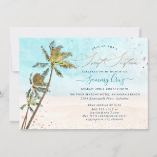 PixDezines Beach Sweet sixteen Crystal Blue Ocean Inbjudningar
