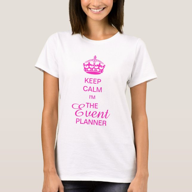 PixDezines Behålla Lugn/Rosa Krona/DIY-text T-shirt (Framsida)