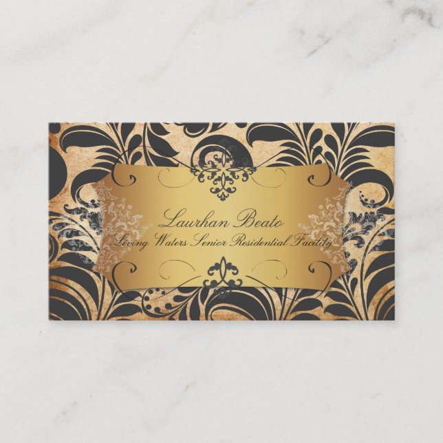 PixDezines Bellissimo-damask/fals pergament Visitkort (Framsida)