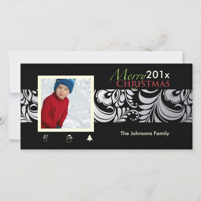 PixDezines Bellissimo Damask, julklappar Julkort (Framsida)