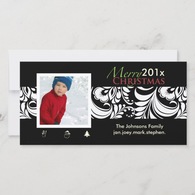 PixDezines Bellissimo Damask, julklappar Julkort (Framsida)