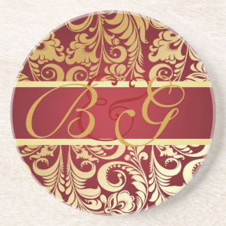 PixDezines Bellissimo Damask, Monogram Bröllop Underlägg