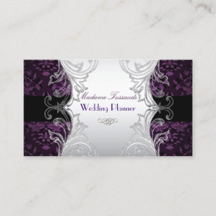 PixDezines bijoux damask faux silver/lila Visitkort