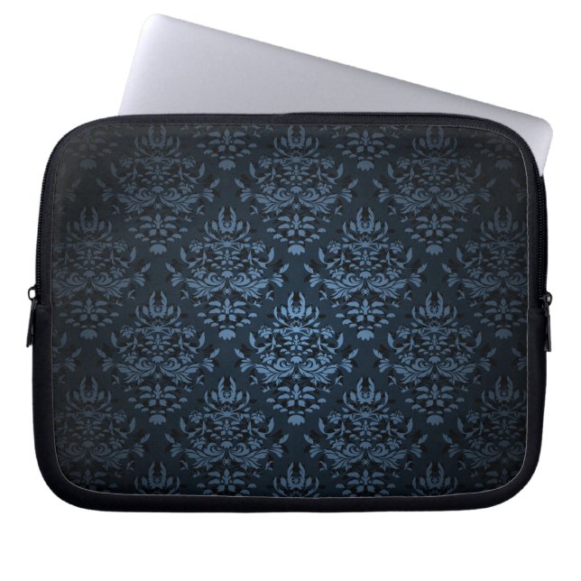 PixDezines Bijoux Damask, skifferblått Laptop Fodral (Framsidan)