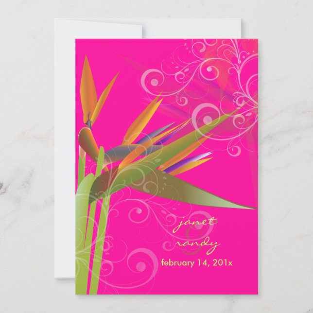 PixDezines Bird of Paradise+swirls/DIY färger Inbjudningar (Framsida)