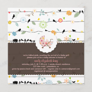 PixDezines Birds on Wires+Minidots babydusch/DIY Inbjudningar