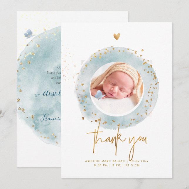 PixDezines Birth Notification Baby ShowerTack Inbjudningar (Fram/baksida)