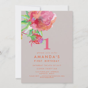 PixDezines Birthday Watercolor Flowers/DIY Färg Inbjudningar