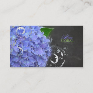 PixDezines blå hortensior, blomsterhandlare/kritsk Visitkort