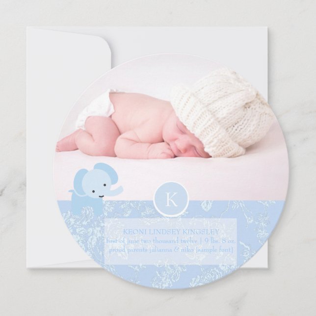 PixDezines blå toile+elefant Meddelande (Framsida)