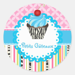PixDezines blåa virvlar cupcake/DIY färg Runt Klistermärke