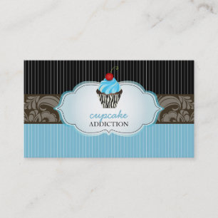 PixDezines blåbärsswirlar cupcake+pinstripes Visitkort