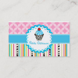 PixDezines blåbärsswirlar cupcake+randiga Visitkort