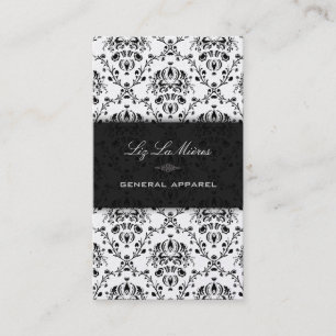 PixDezines Black Dolcè Vintage Damask Visitkort