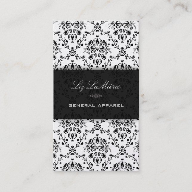 PixDezines Black Dolcè Vintage Damask Visitkort (Framsida)