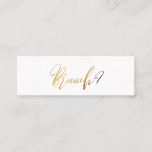 PixDezines Black+Faux Guld Brunch Datakort Mini Visitkort