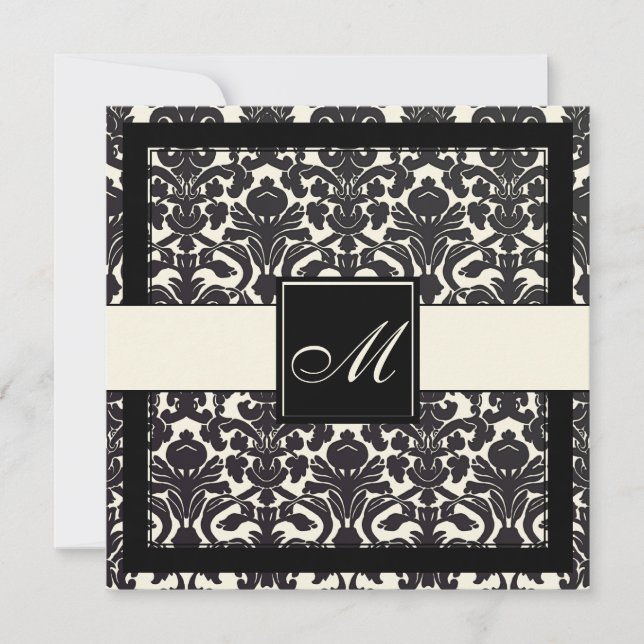 PixDezines Black Flora Damask/DIY-bakgrund! Inbjudningar (Framsida)