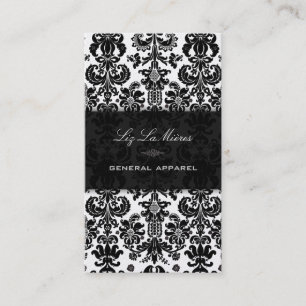 PixDezines Black Isabella Vintage Damask Visitkort