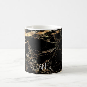 PixDezines BLACK MARBLE FAUX GULD VEINS Kaffemugg