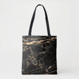 PixDezines BLACK MARBLE+FAUX GULD VEINS Tygkasse