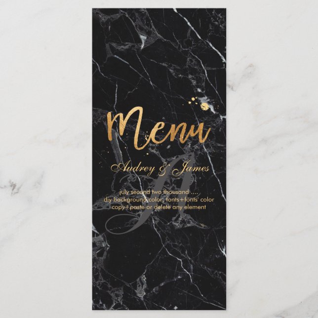 PixDezines Black Marble/Shine Menu/Faux Guld Meny (Framsida)