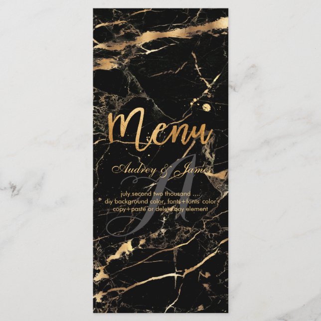 PixDezines Black Marble/Shine Menu/Faux Guld Meny (Framsida)