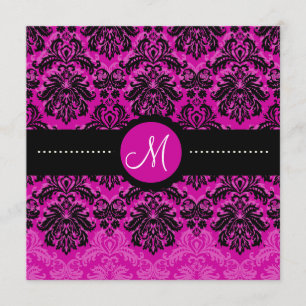 PixDezines Black Piqué Damask/DIY Rosa sammet Inbjudningar