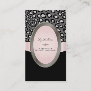 PixDezines Black, Rosa, vita leopardprickar Visitkort