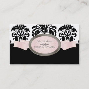 PixDezines Black, Rosa, White Isabella Damask Visitkort