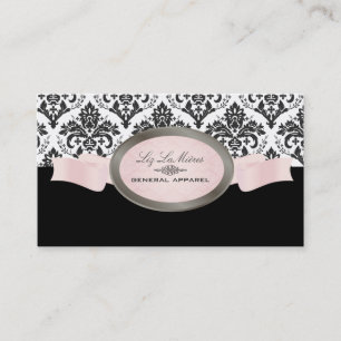 PixDezines Black, Rosa, White Jolie Damask Visitkort