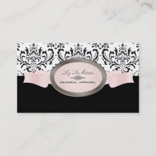 PixDezines Black, Rosa, White Rossi Damask Visitkort